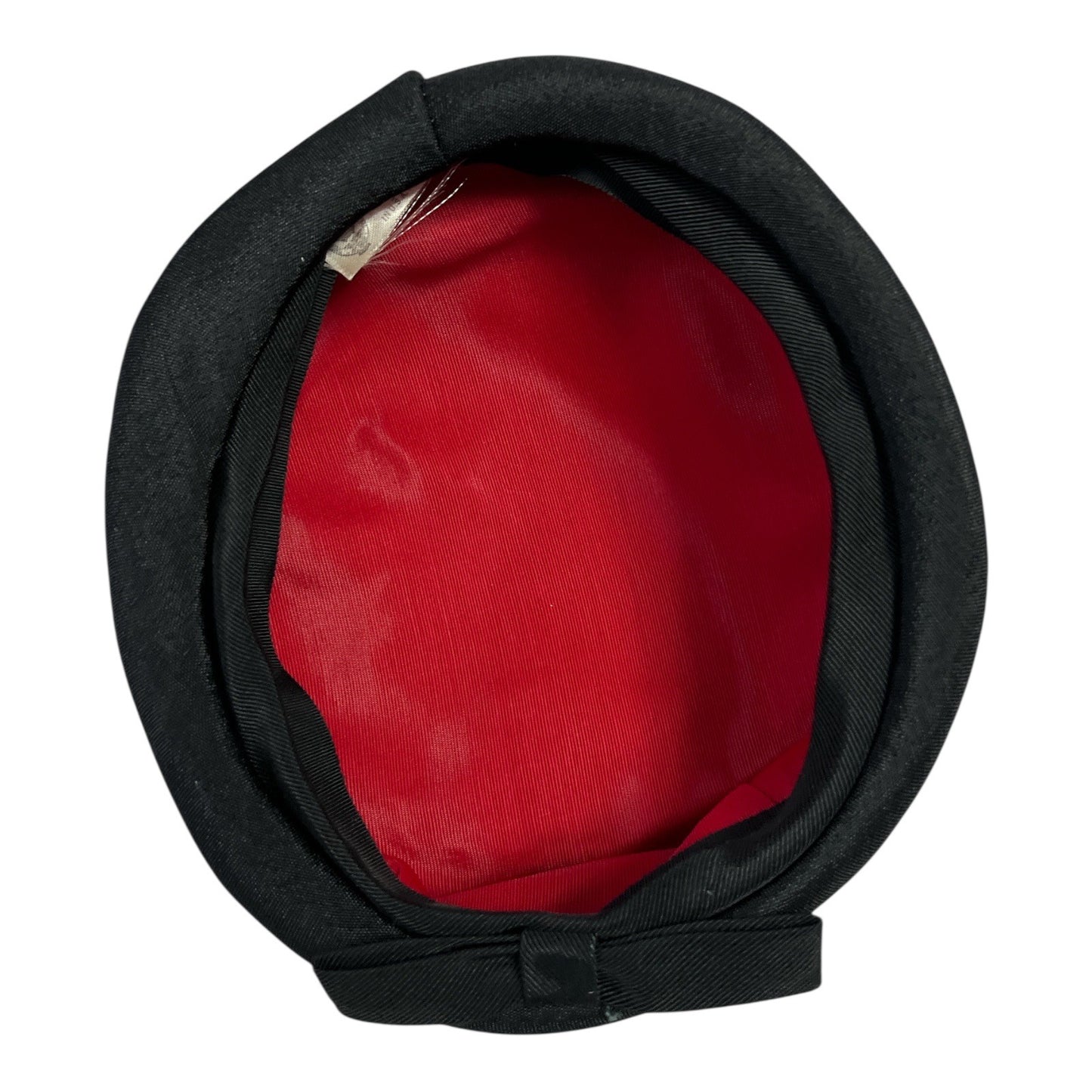Vintage Black Pillbox Hat with Red Satin Lining – Made in USA