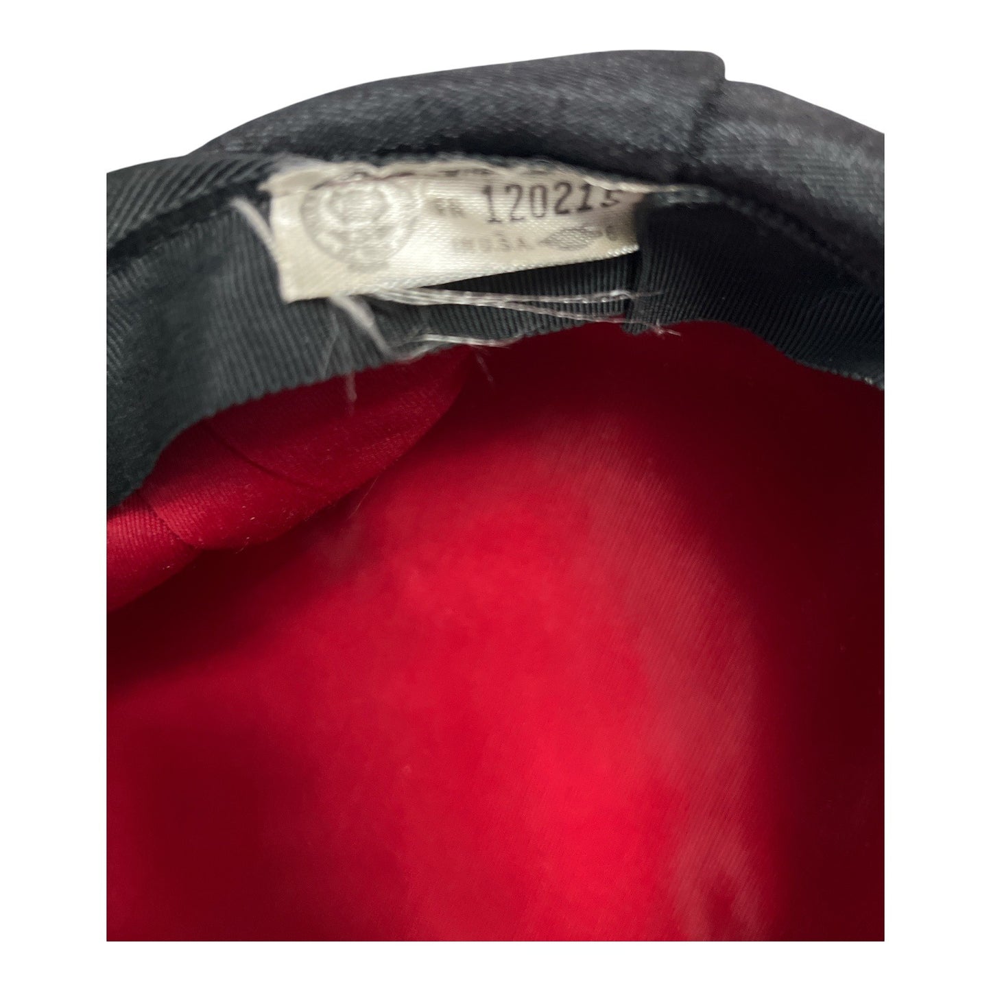 Vintage Black Pillbox Hat with Red Satin Lining – Made in USA