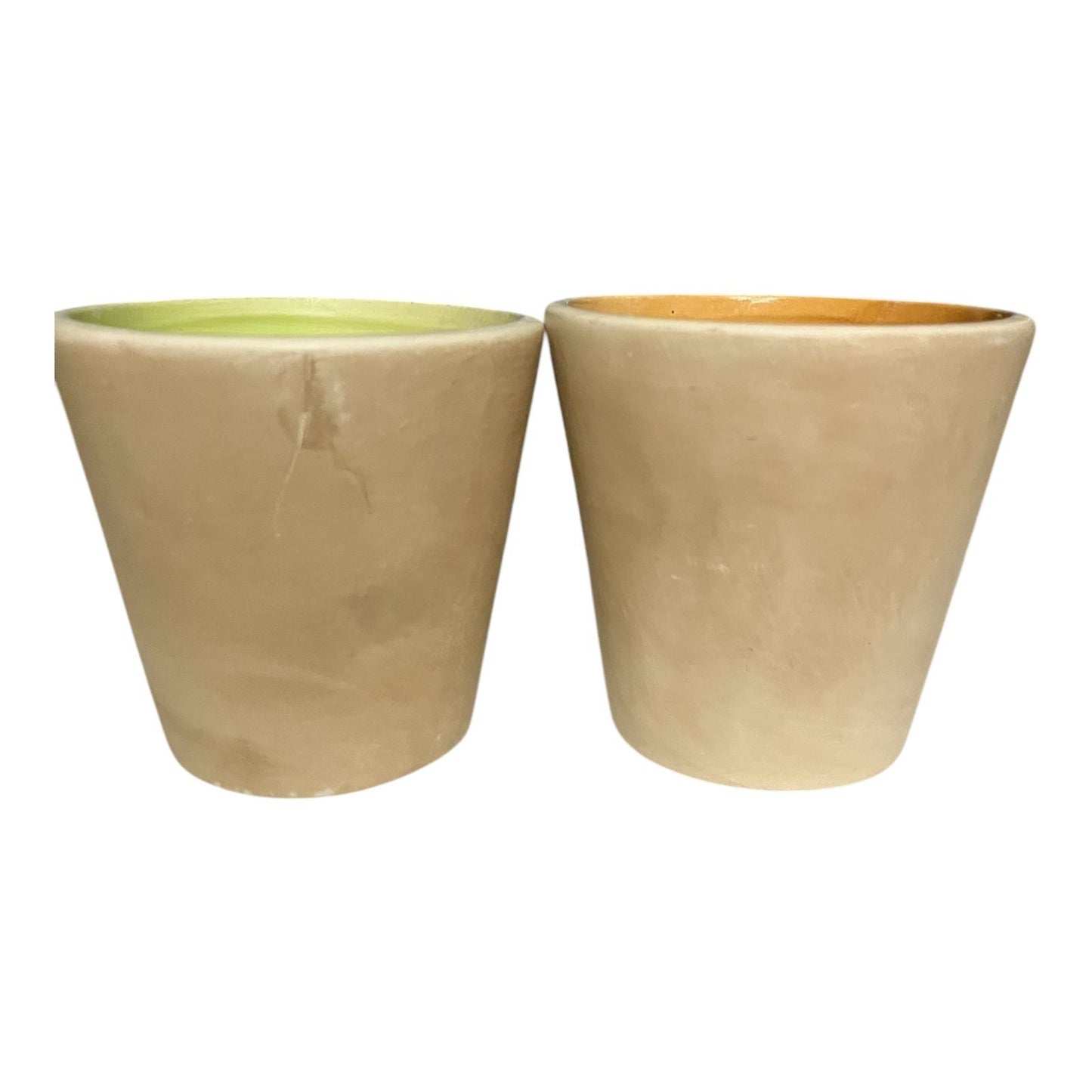 VTG Set of 2 Global Amici Tropical Candle Holders – Palm Tree & Pineapple | Beaded Pottery Votives 4"