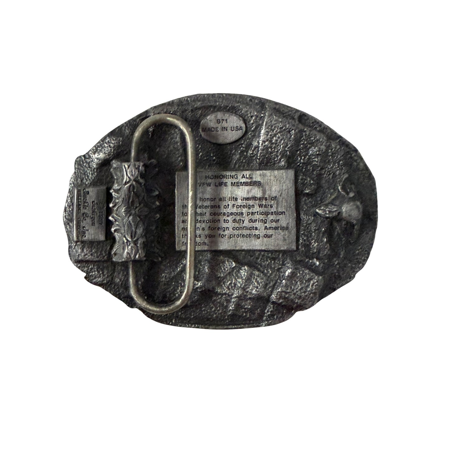 1987 Siskiyou VFW Life Member Belt Buckle Veterans of Foreign Wars Made in USA
