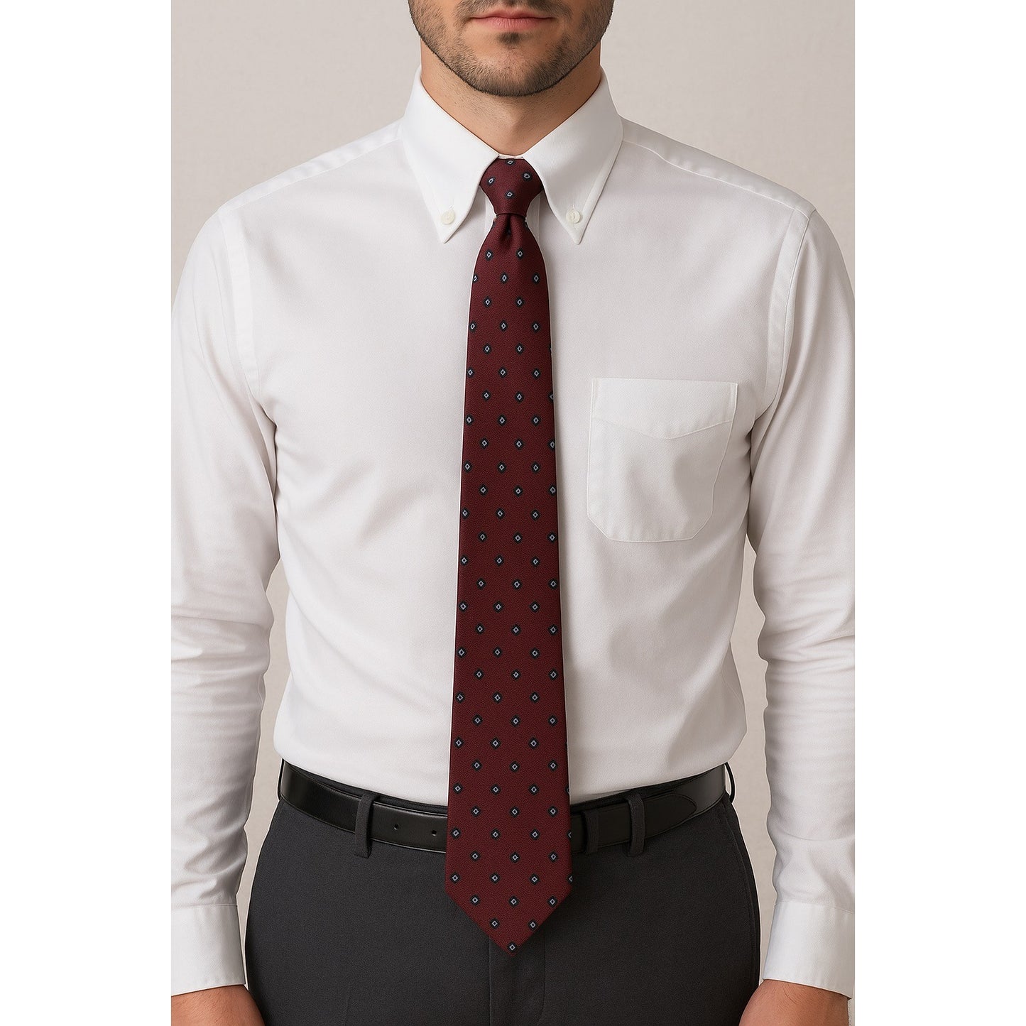 Vintage USAir Burgundy Geometric Necktie – Made in USA by Anthony Ent. – 57x3