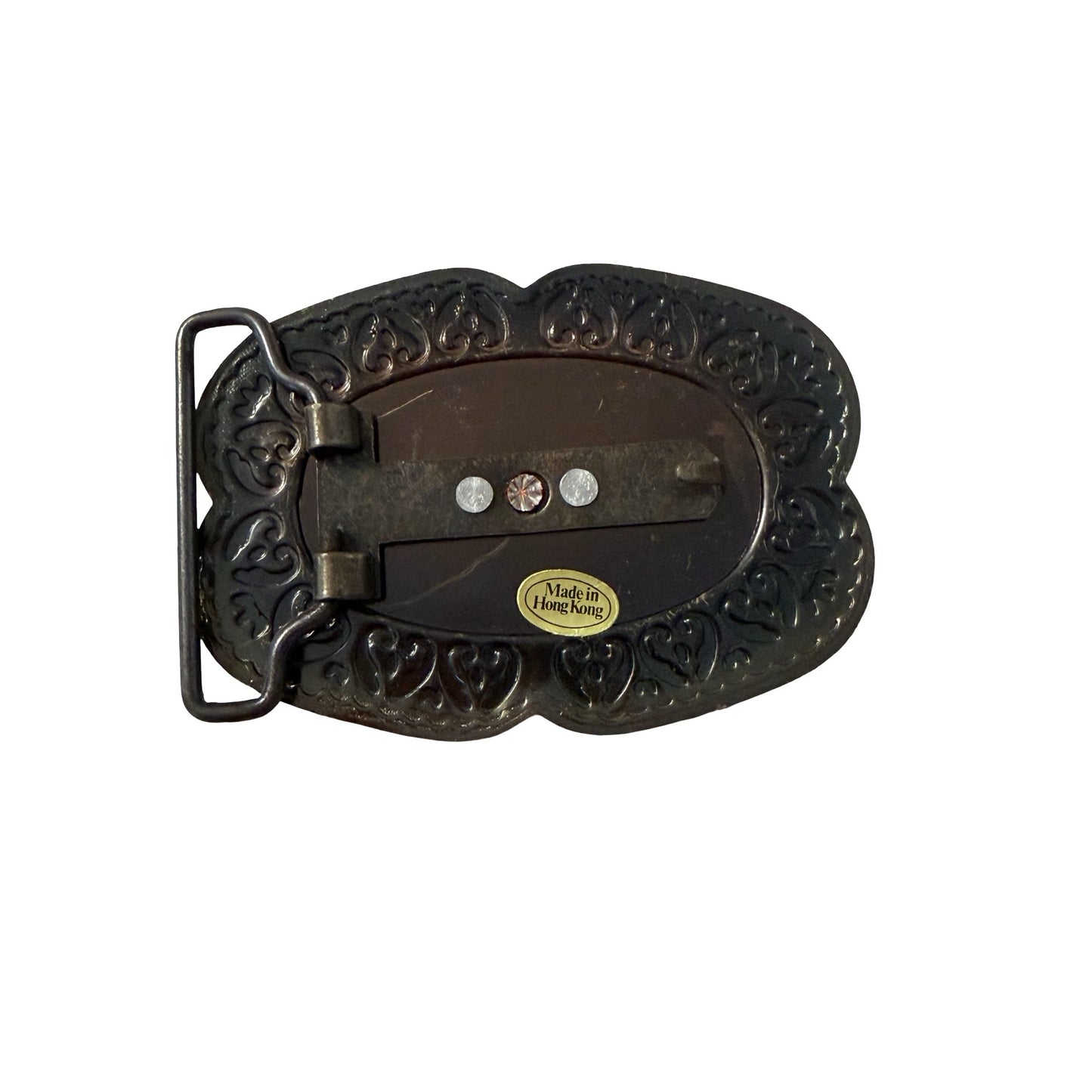 Vintage Covered Wagon Belt Buckle Antique Brass Tone Western Cowboy Hong Kong