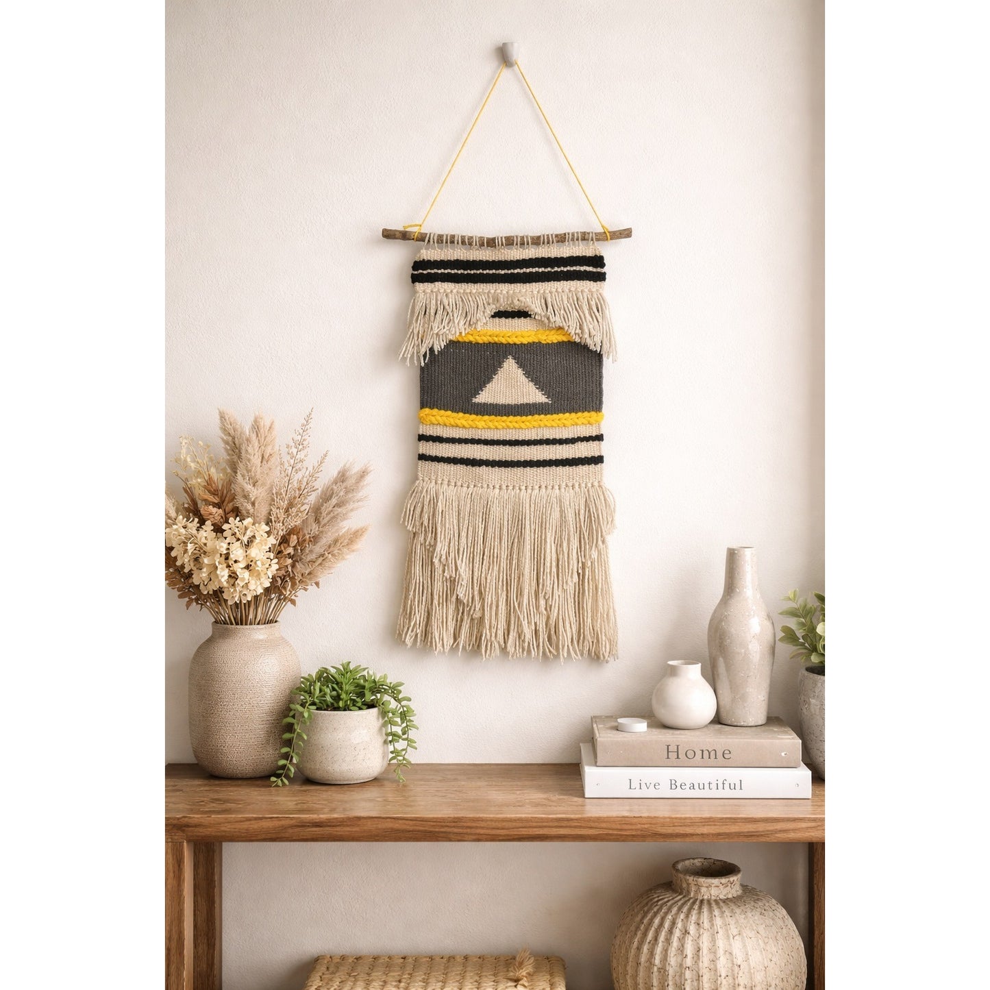 The Yarn Sculptor Handmade Woven Wall Hanging Boho Fringe Textile Art