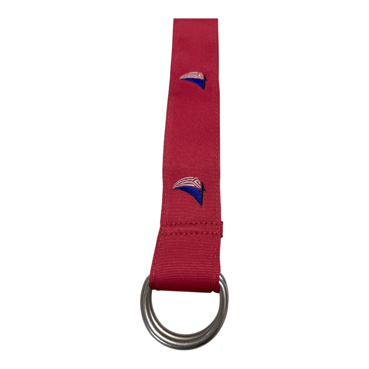 Vineyard Vines 2000s Raspberry Ribbon D-Ring Belt S 42.5” USA Flag Sailboat