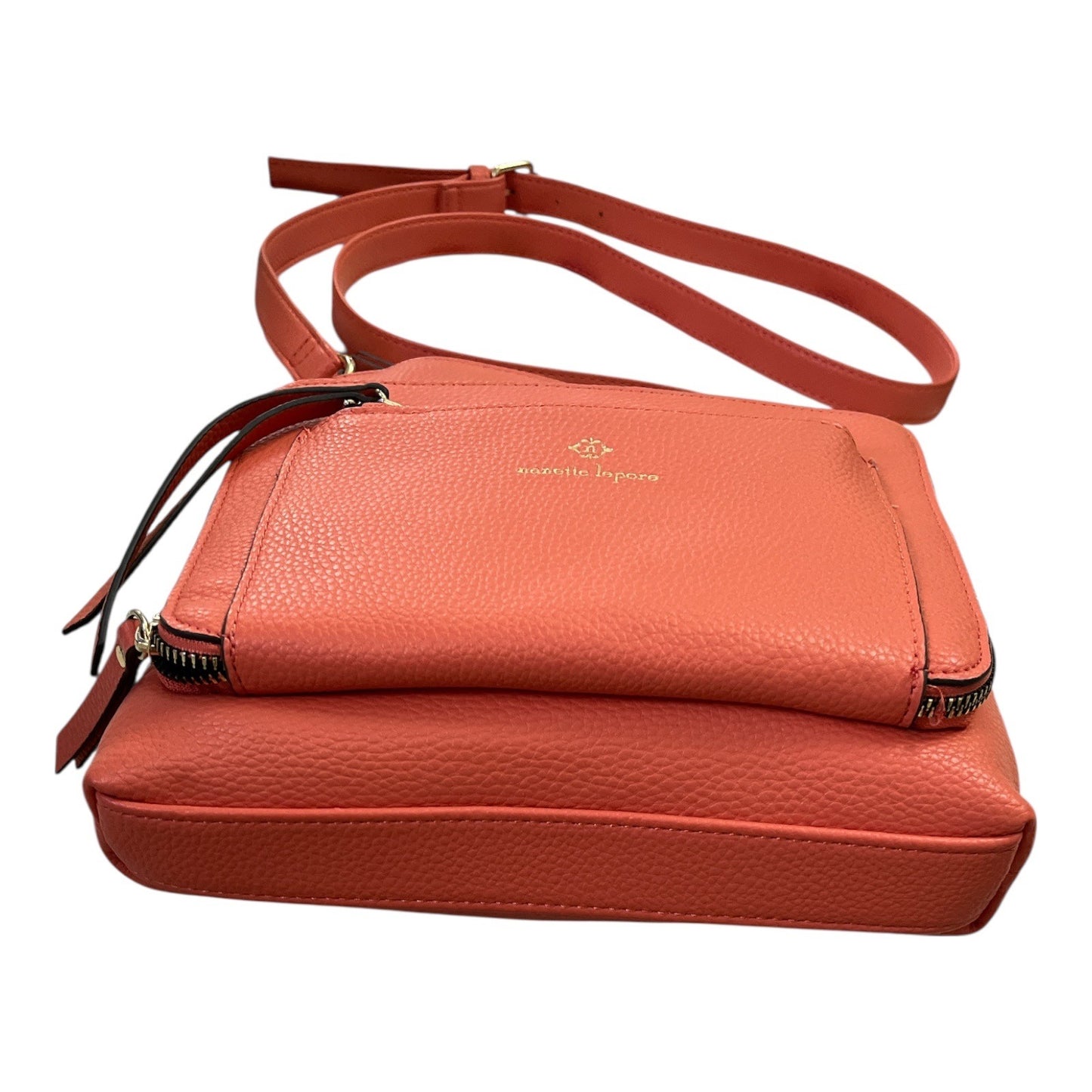 Nanette Lepore Coral Crossbody Bag Unused Faux Leather Purse w/ Wallet Front Zip