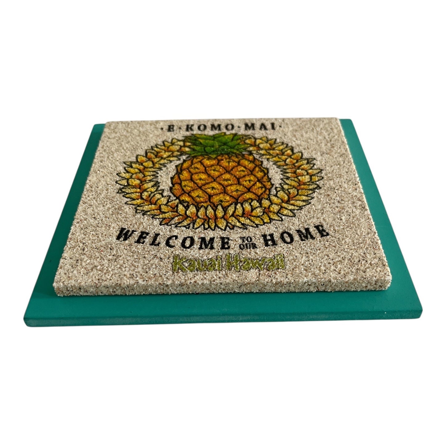 SandArt Hawaii Wall Plaque E Komo Mai Pineapple Welcome Sign Kauai
