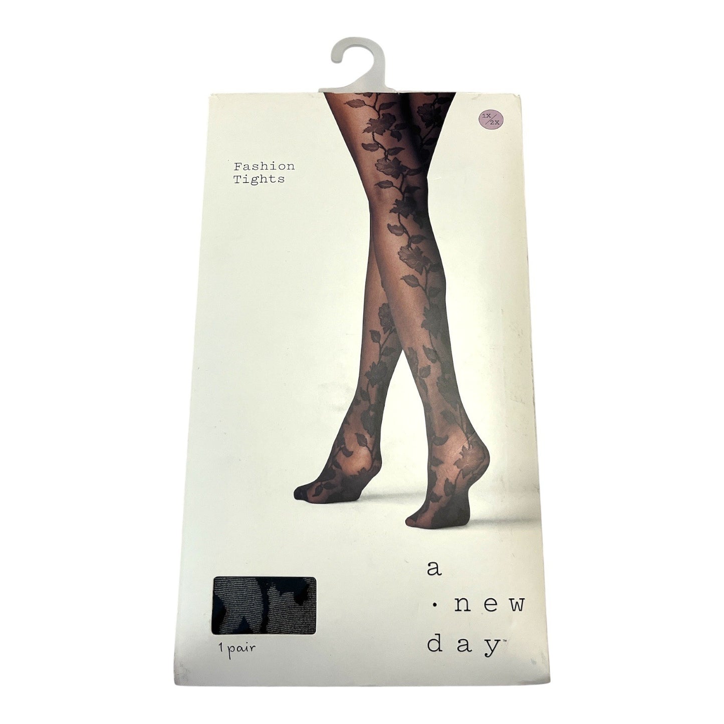 2019 A New Day Fashion Tights Black Floral Sheer 1X/2X Plus Size Nylon Spandex NIP