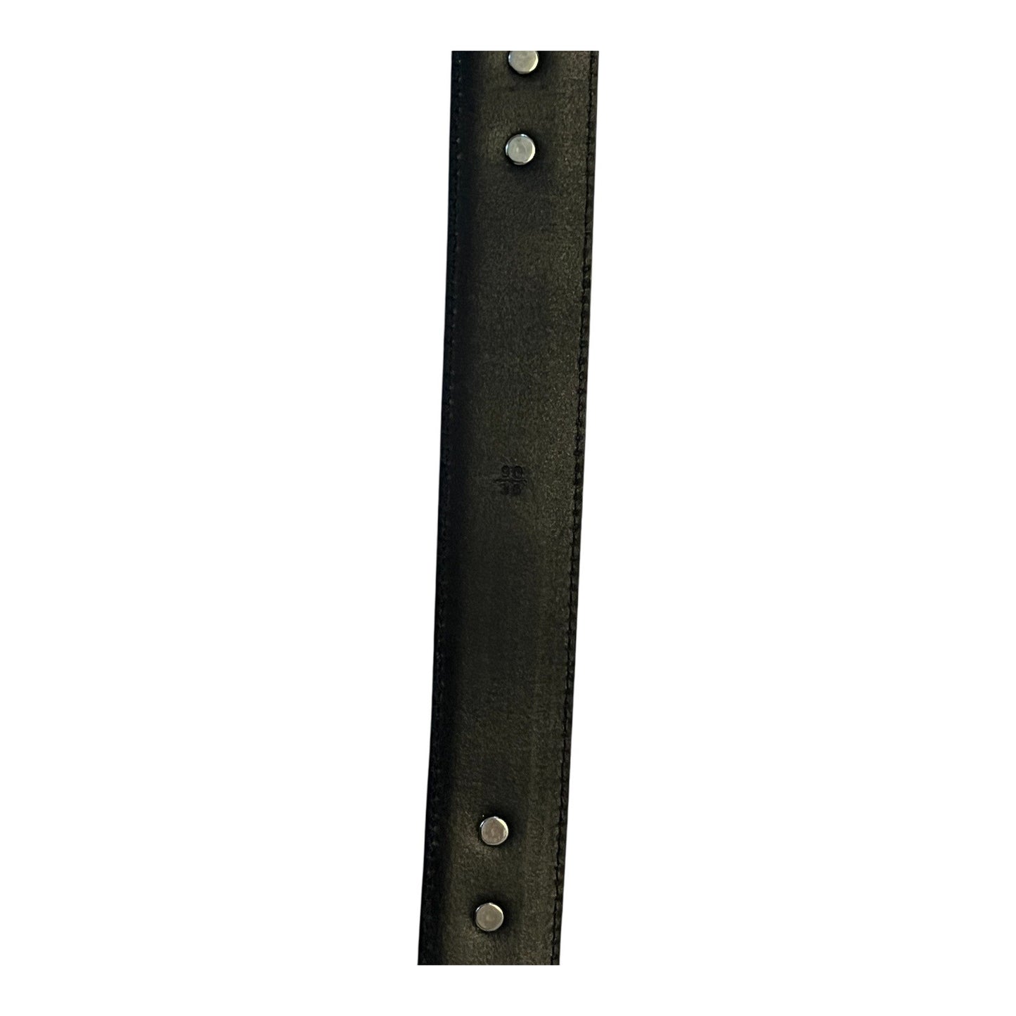 Vintage Western-Style Genuine Leather Belt with Tooled Silver-Tone Buckle & Accents – Black Croc Embossed – Size 35 x 1.13” – 1990s–2000s