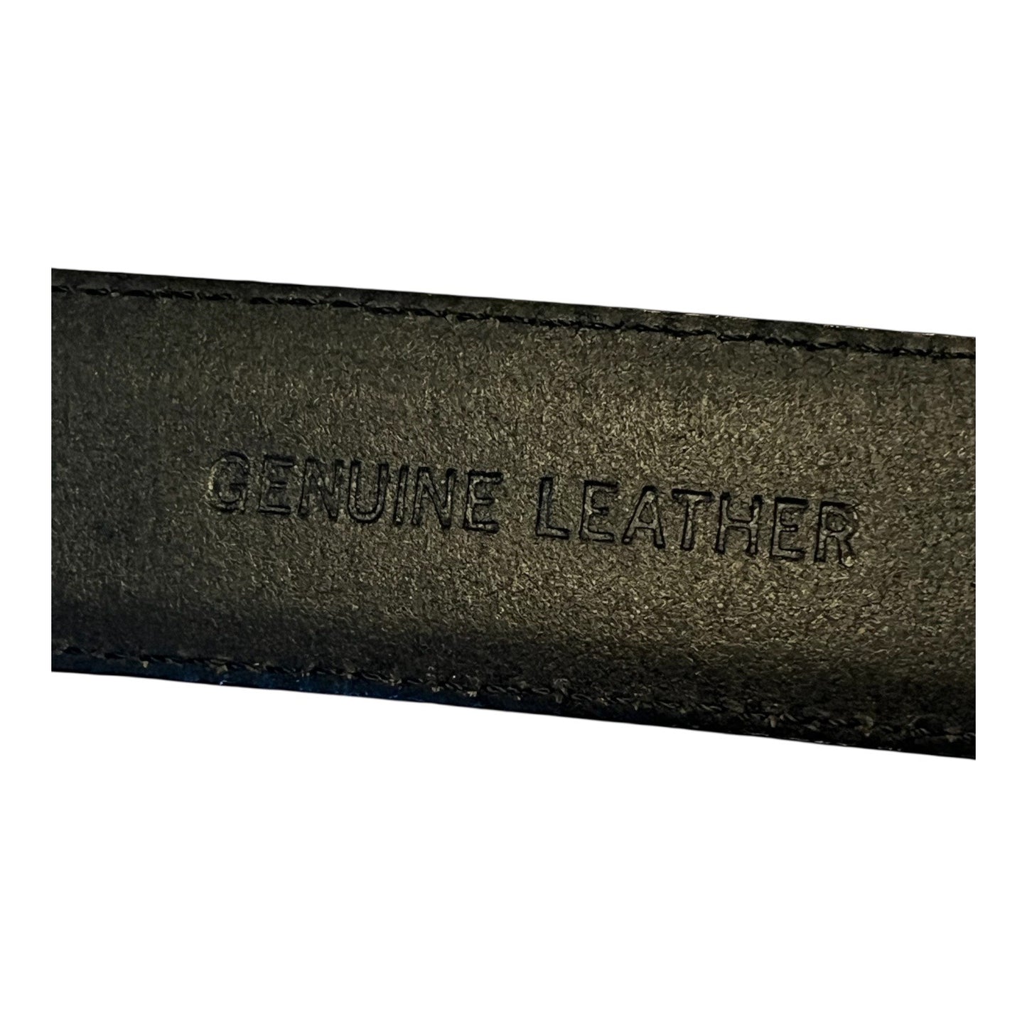 Vintage Western-Style Genuine Leather Belt with Tooled Silver-Tone Buckle & Accents – Black Croc Embossed – Size 35 x 1.13” – 1990s–2000s