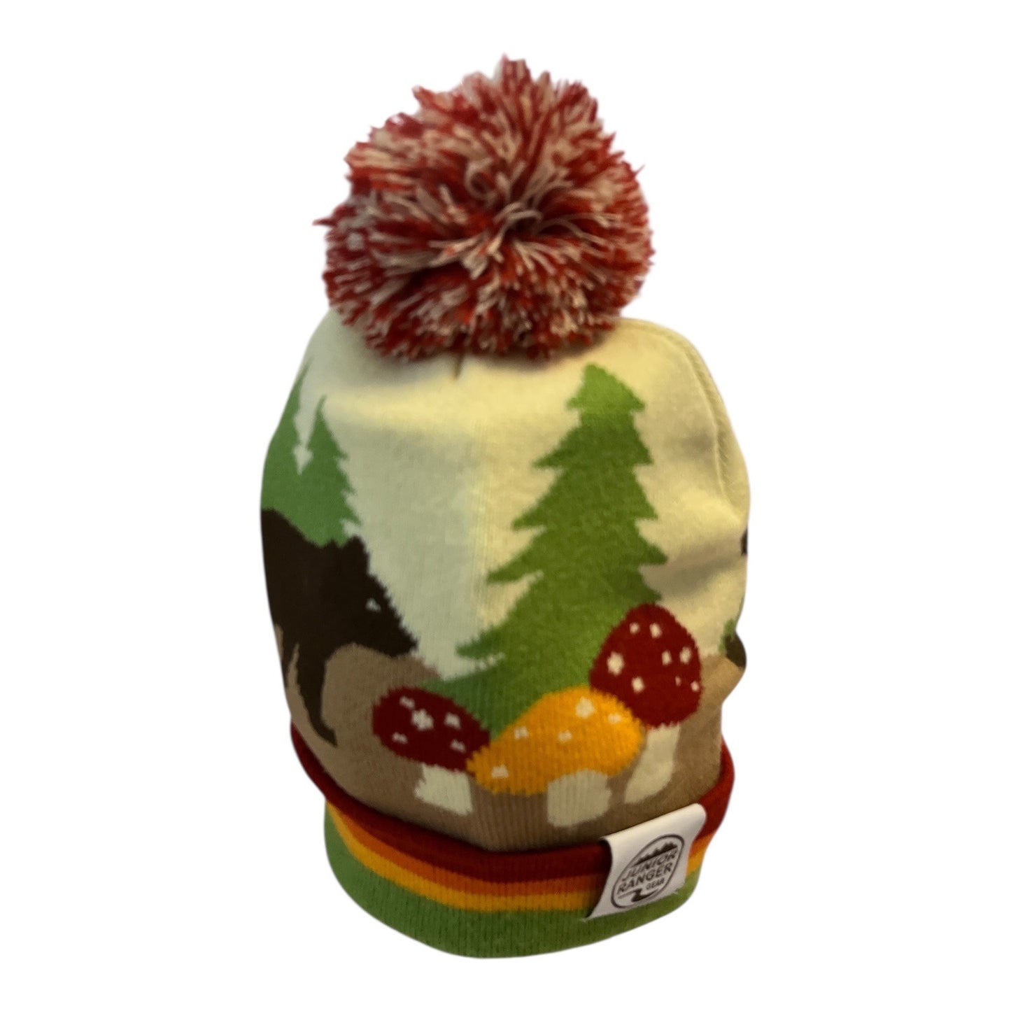 Junior Ranger Gear Knit Beanie Hat – Forest Animal Design with Bears & Bunnies – Youth Size