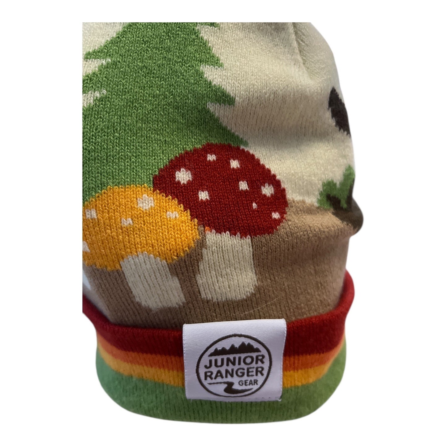Junior Ranger Gear Knit Beanie Hat – Forest Animal Design with Bears & Bunnies – Youth Size
