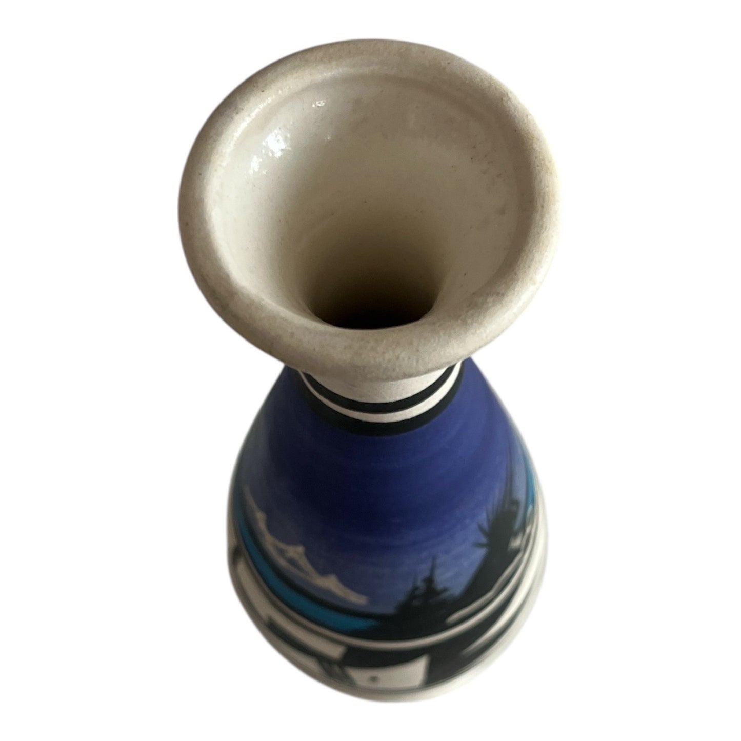 Handmade Navajo Pottery Vase – Signed – 6” Hand-Painted Desert Mountain