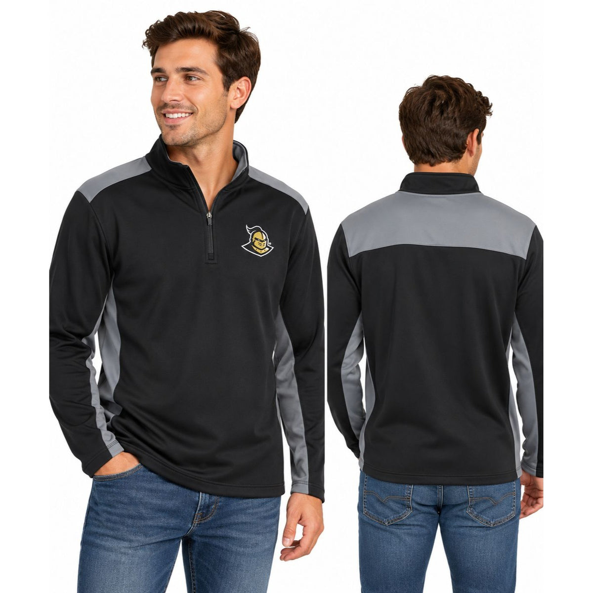 UCF Knights Fanatics Quarter Zip Pullover Black Gray Long Sleeve Mens
