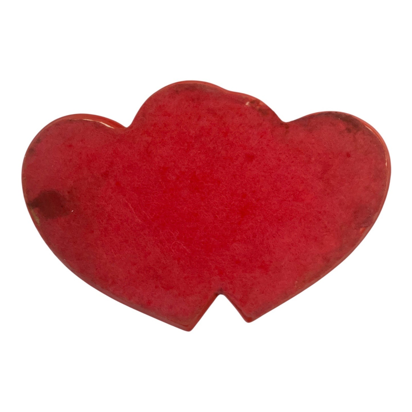 Vintage Double Heart Ceramic Trinket Box | Red & White | 1990s Valentine Keepsake Dish