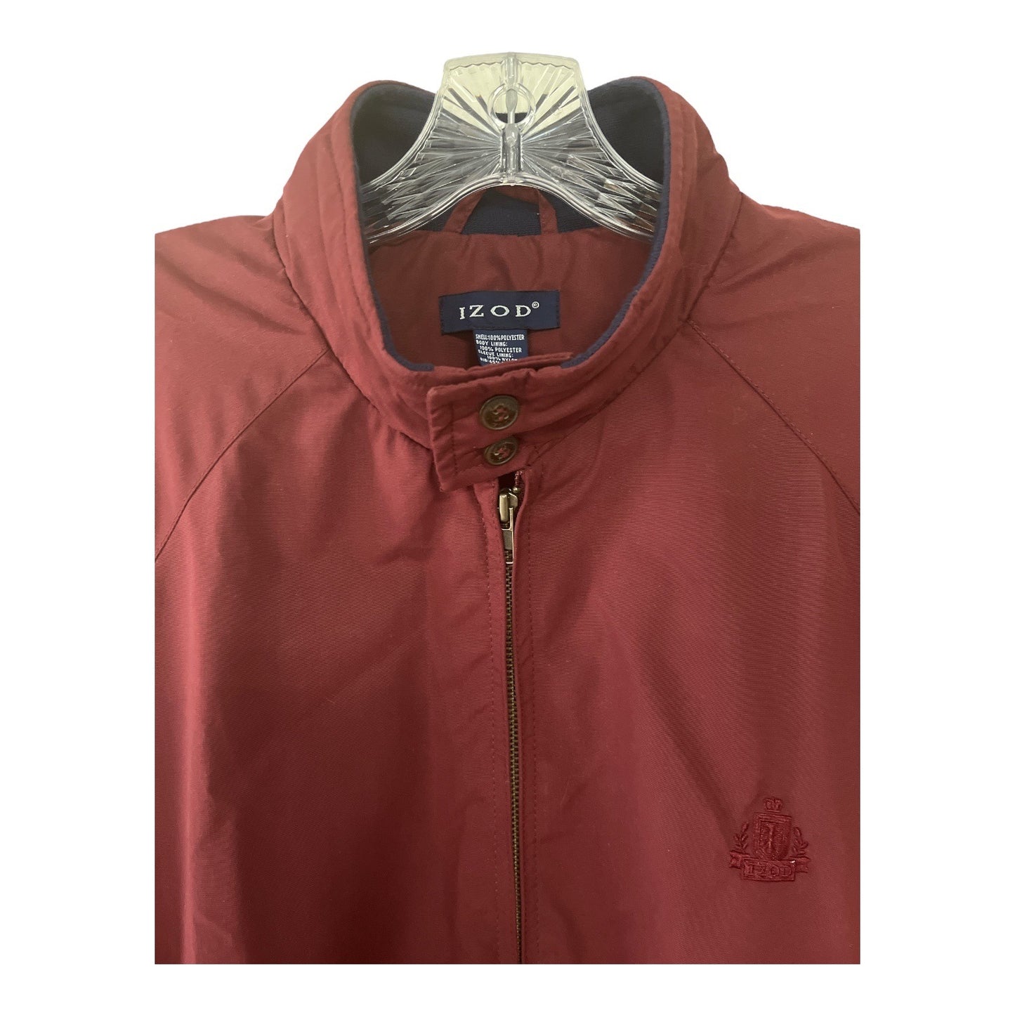 Vtg 1990s IZOD Men's Burgundy Bomber Jacket M – Crest Logo, Zip Front, Made in Thailand
