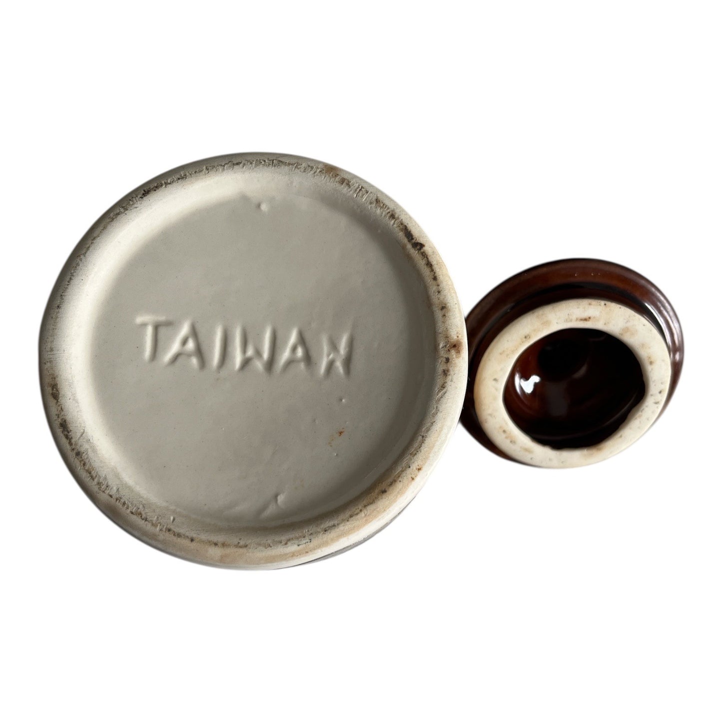 Vintage Figis Country Gold Sharp Cheddar Cheese Crock with Lid, Brown Stoneware, Taiwan