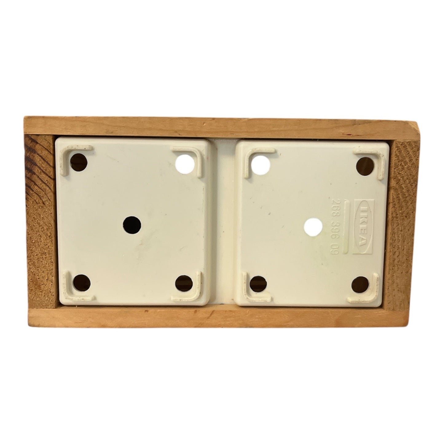 Vintage IKEA 268.396.09 Solid Pine Slatted Storage Box – Dual Compartment Organizer – 5x6.25x3.25