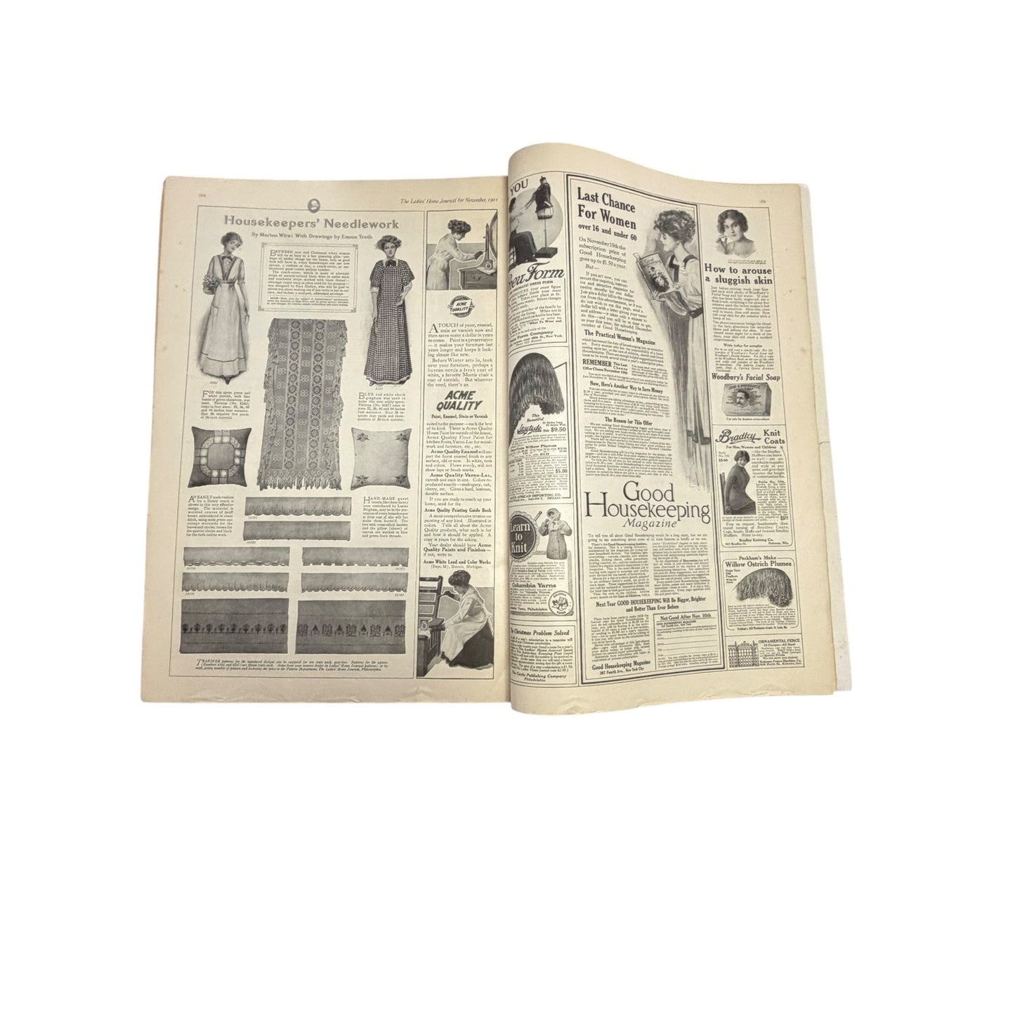 The Ladies' Home Journal November 1911 Magazine C. Coles Phillips Cover Antique Fashion Ads