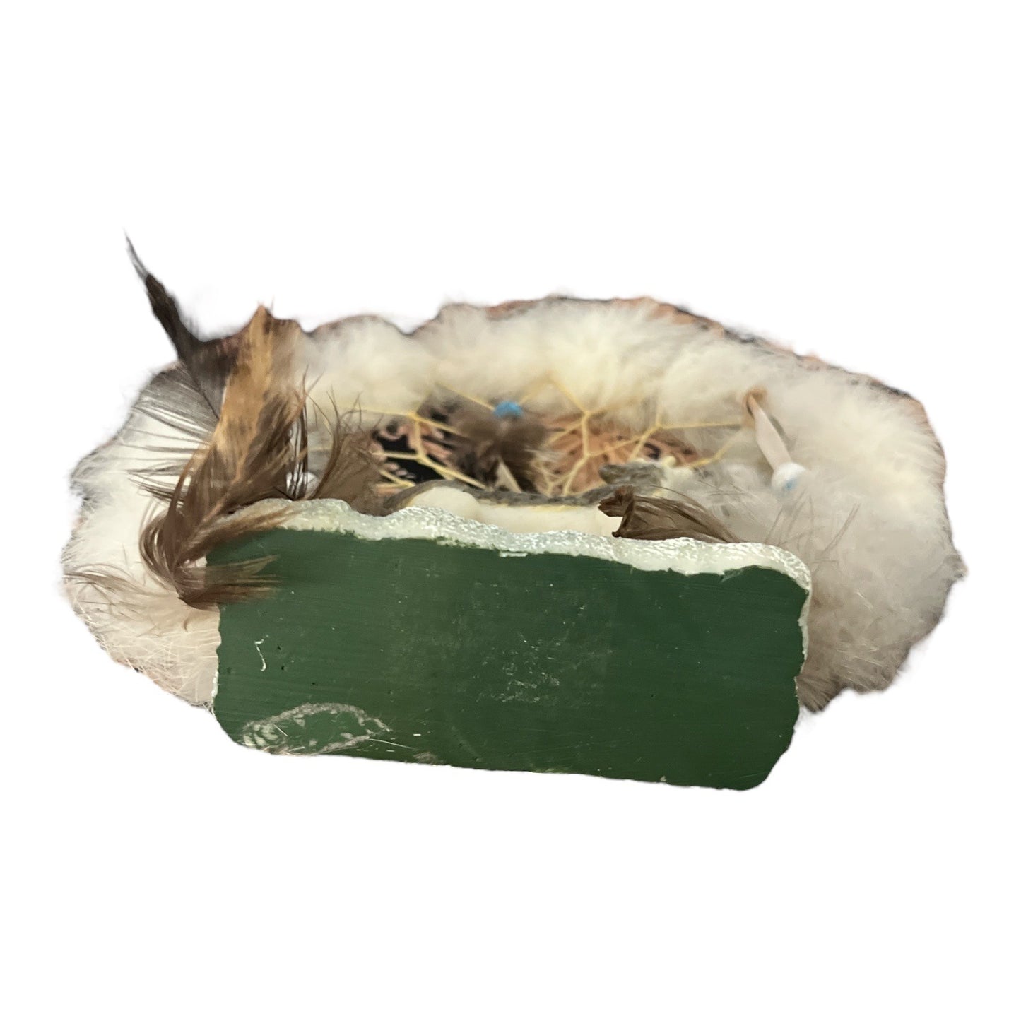 Howling Wolf Dreamcatcher Figurine with Faux Fur & Feathers – 6.25" x 7"
