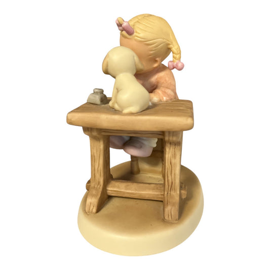 1988 Enesco "Dear Santa" Figurine – Memories of Yesterday by Mabel Lucie Attwell – Girl Writing Letter with Puppy