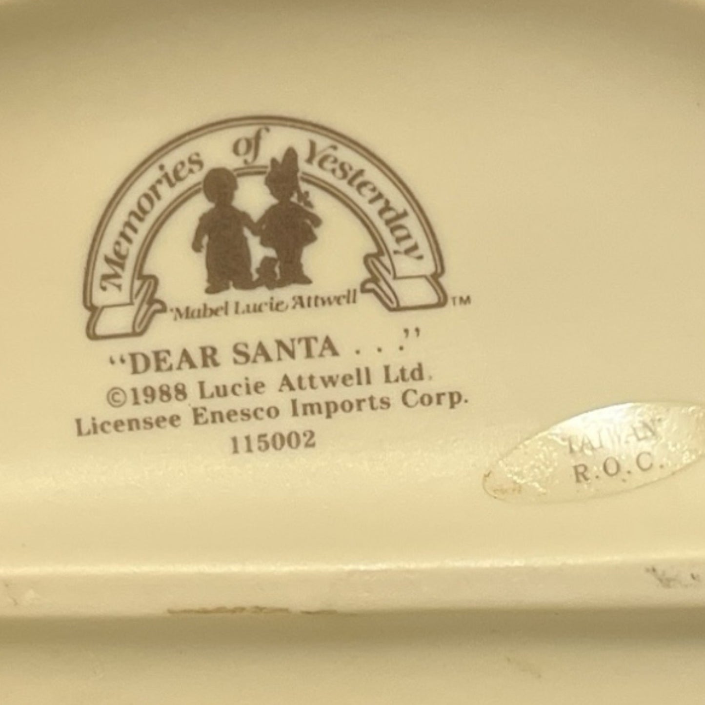 1988 Enesco "Dear Santa" Figurine – Memories of Yesterday by Mabel Lucie Attwell – Girl Writing Letter with Puppy