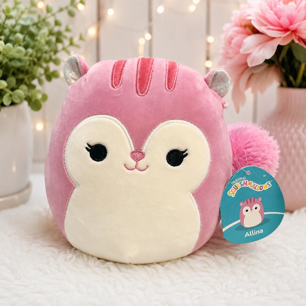 Squishmallows Allina Pink Squirrel Plush NWT Kellytoy Soft Stuffed Animal