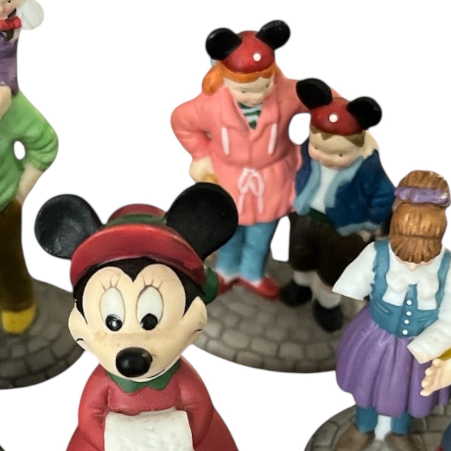 Dept. 56 Disney Parks Figurines – Set of 6 Ceramic Figures | 2.5” | Mickey’s Merry Christmas Village | 1990s | READ