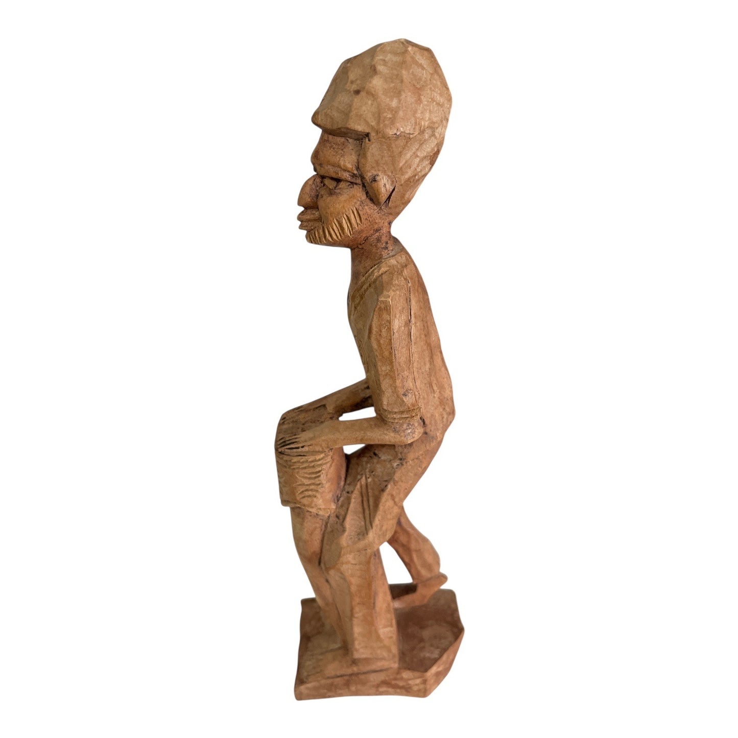 Hand Carved Wooden Drummer Figurine Folk Art Sculpture 11.5” Tall