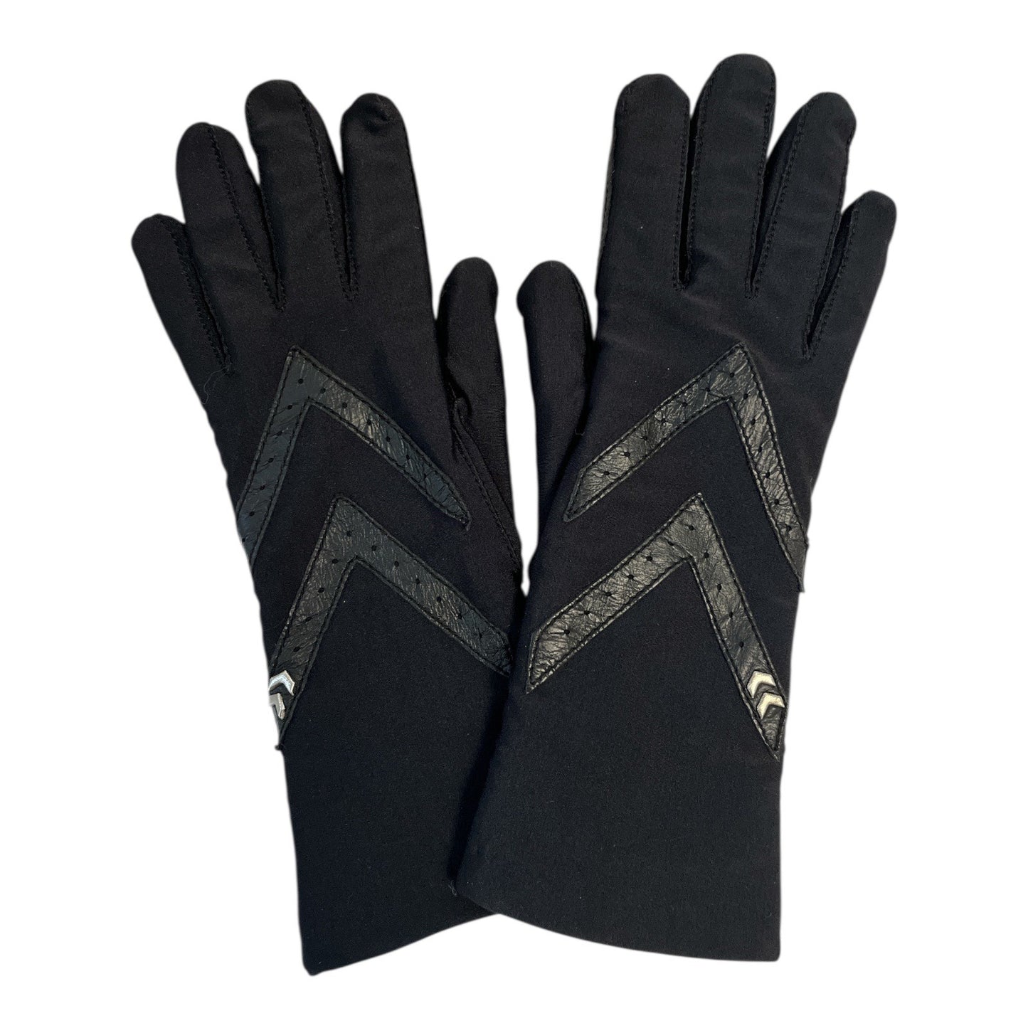 VTG Isotoner Black Thinsulate Gloves | Women's Medium | Chevron Grip Detail | Made in Philippines