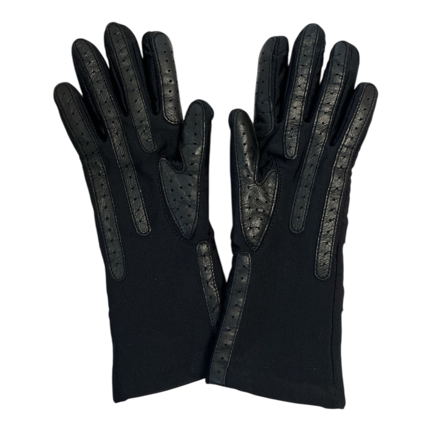 VTG Isotoner Black Thinsulate Gloves | Women's Medium | Chevron Grip Detail | Made in Philippines