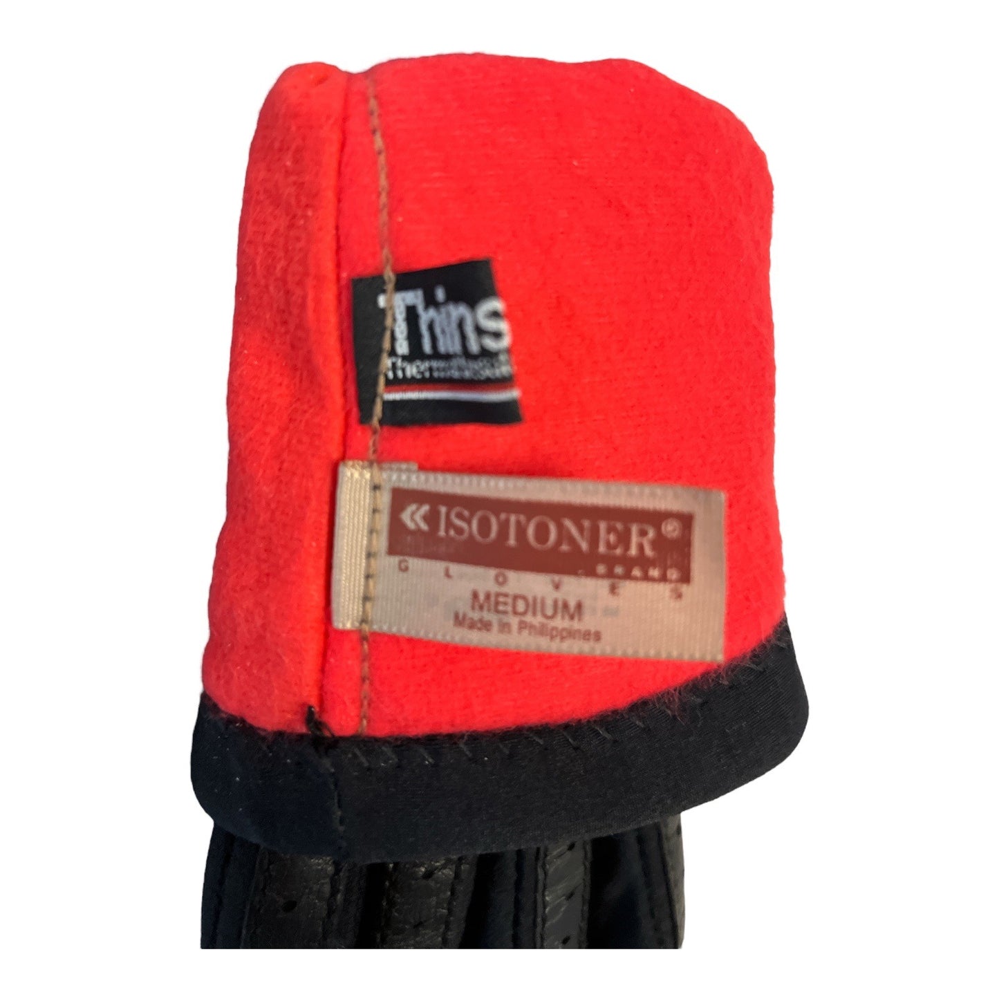 VTG Isotoner Black Thinsulate Gloves | Women's Medium | Chevron Grip Detail | Made in Philippines