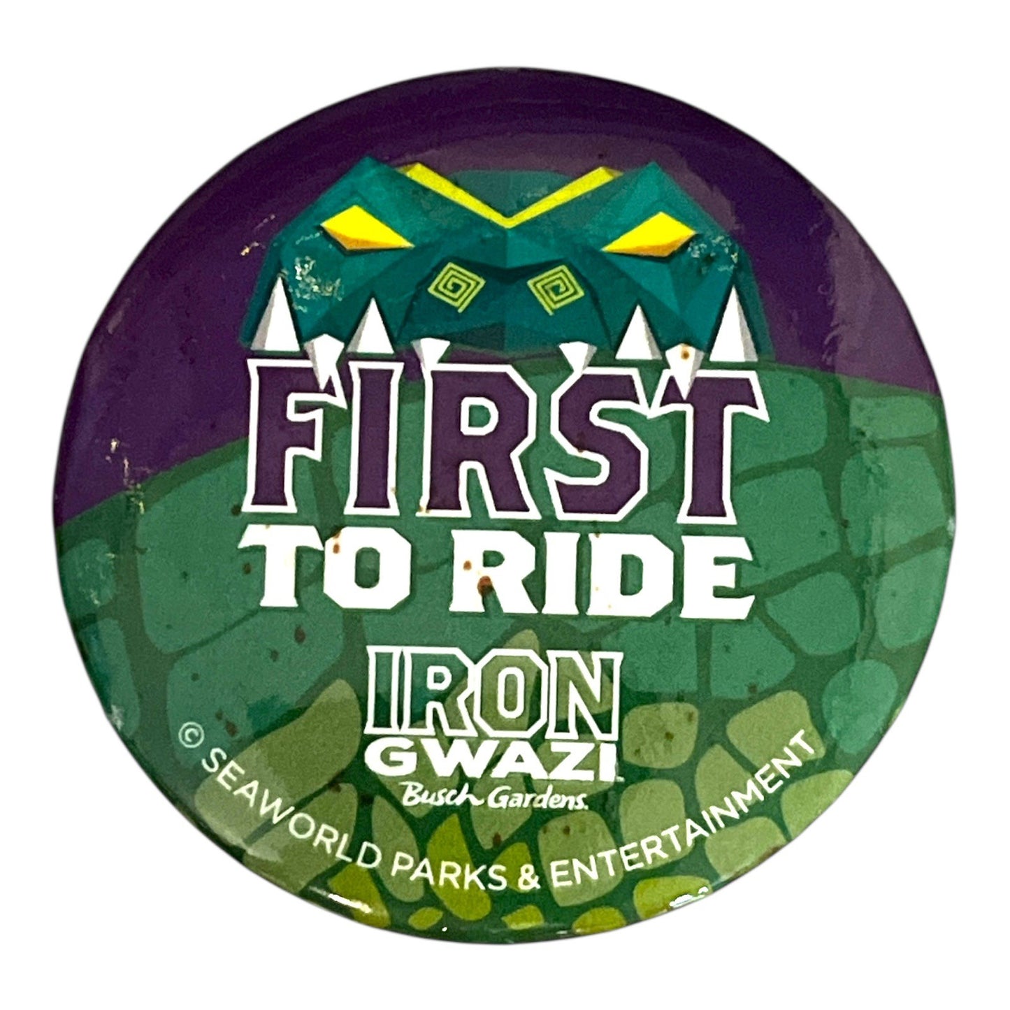 Busch Gardens Iron Gwazi “First to Ride” Button Pin – SeaWorld Parks