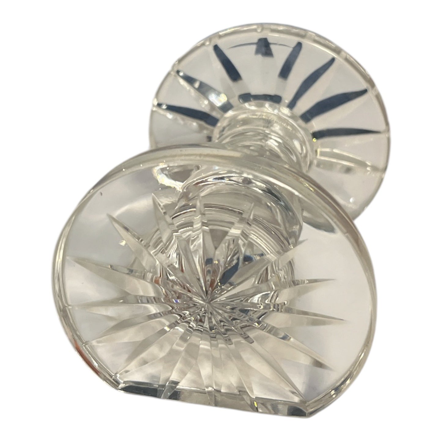 Vintage Cut Crystal Knife Rest – Large 3.5” Ribbed Stem Starburst Ends – 1980s–1990s