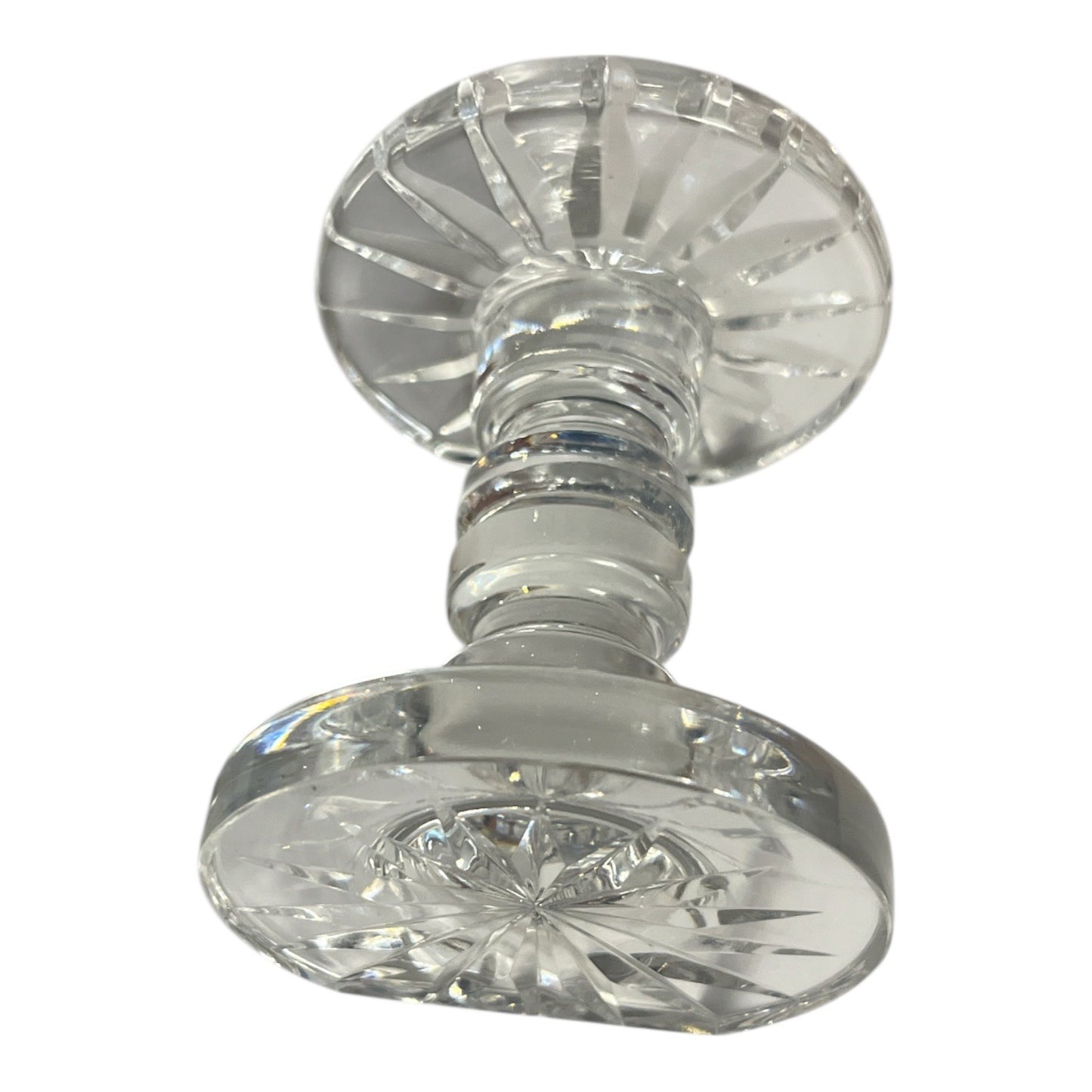 Vintage Cut Crystal Knife Rest – Large 3.5” Ribbed Stem Starburst Ends – 1980s–1990s