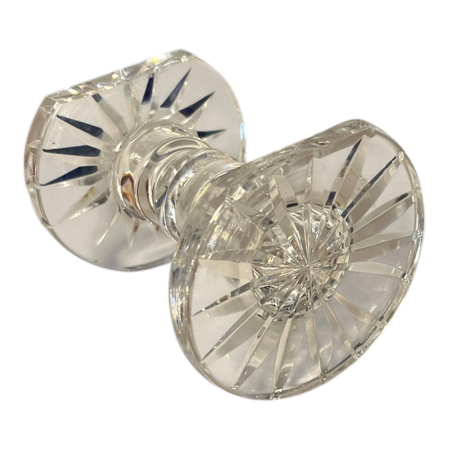 Vintage Cut Crystal Knife Rest – Large 3.5” Ribbed Stem Starburst Ends – 1980s–1990s