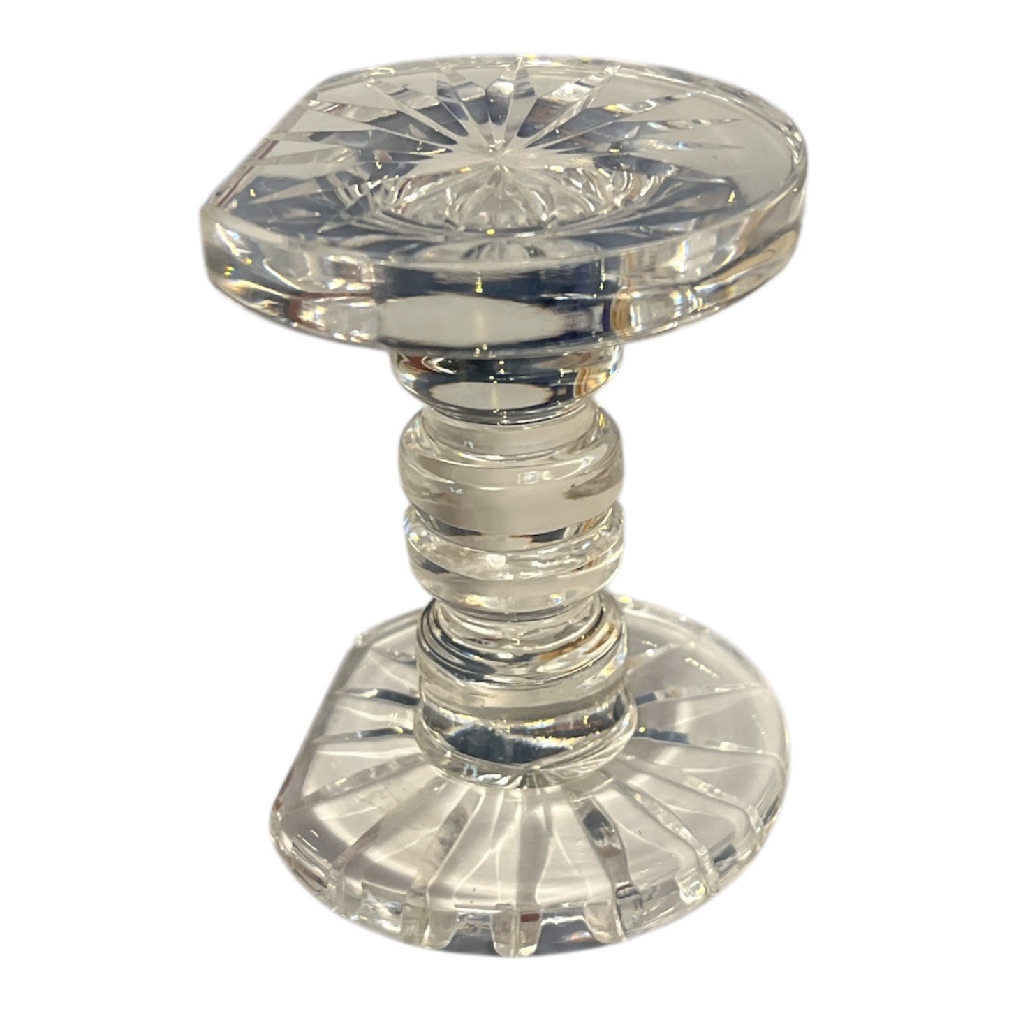 Vintage Cut Crystal Knife Rest – Large 3.5” Ribbed Stem Starburst Ends – 1980s–1990s
