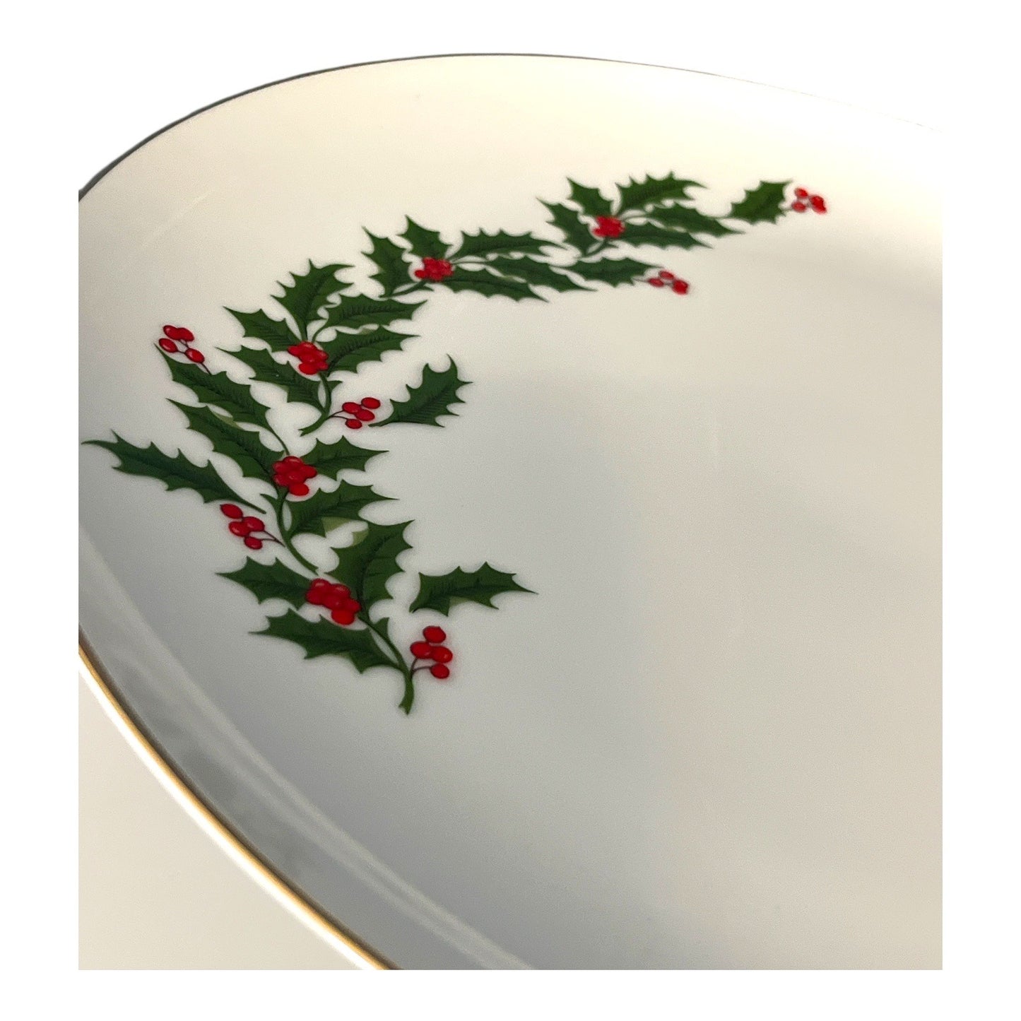 Vintage Christmas Pedestal Cake Plate | Holly & Berry Design | Made in Japan | 10" x 5"