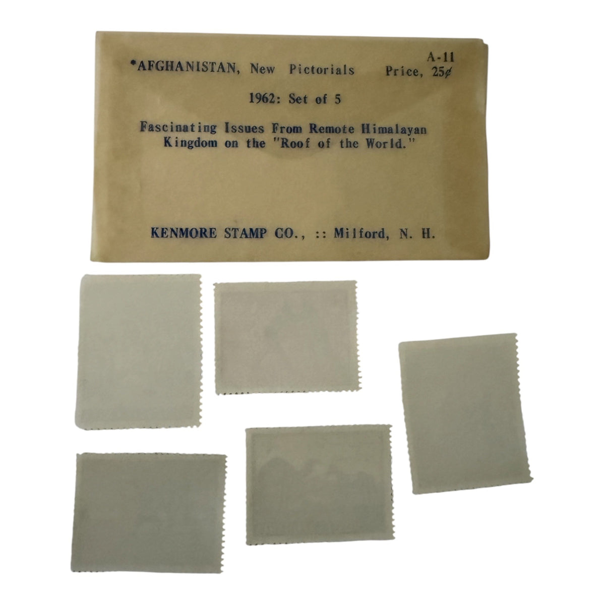 Vintage 1961 Afghanistan Postage Stamps Set of 5 Kenmore Original Envelope