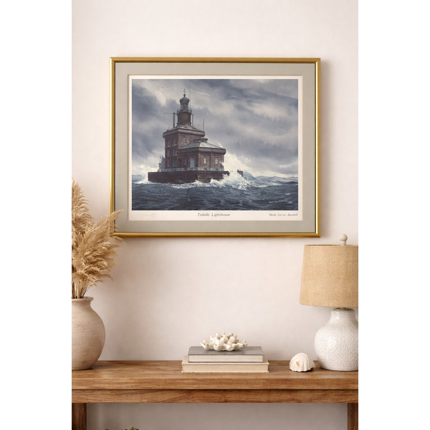 Merle Garver Barnhill Toledo Lighthouse Limited Edition Print Framed 19 x 16