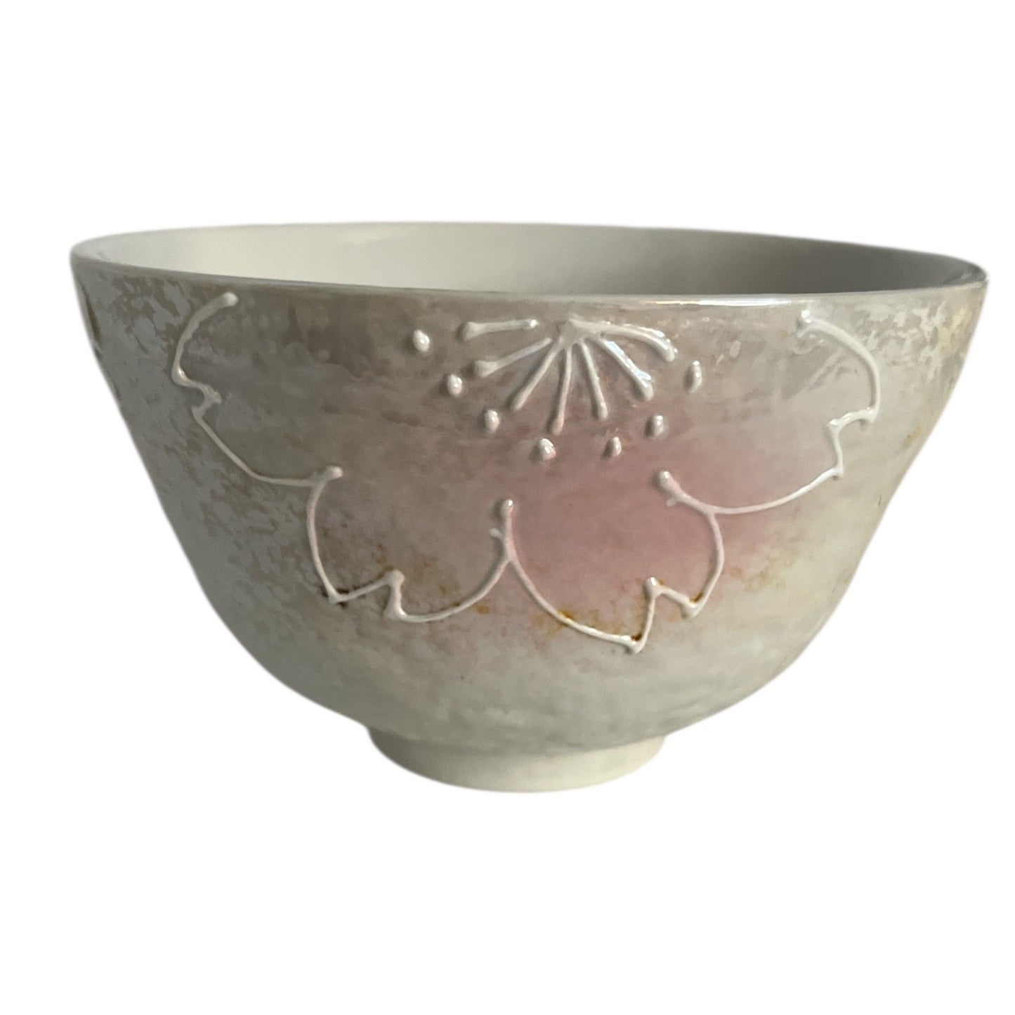 Vintage Japanese Sakura Blossom Ceramic Bowl – Iridescent Glaze – 5.25 x 3.5 x 2”