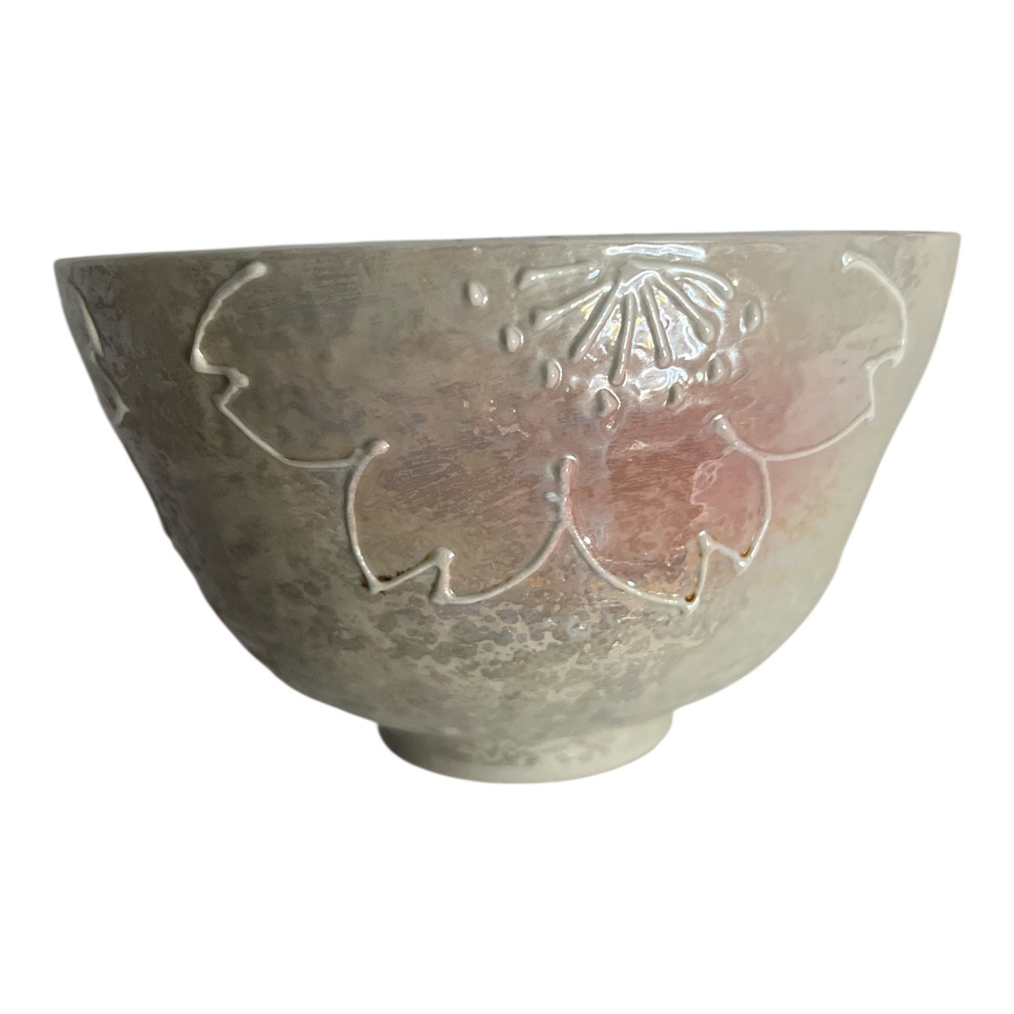 Vintage Japanese Sakura Blossom Ceramic Bowl – Iridescent Glaze – 5.25 x 3.5 x 2”
