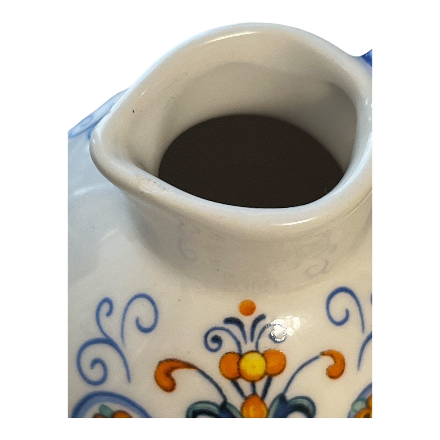 Set of 2 Ceramic Cruets – LTD Commodities – Italian-Style Floral Design – 4.5" Tall – Blue Handles