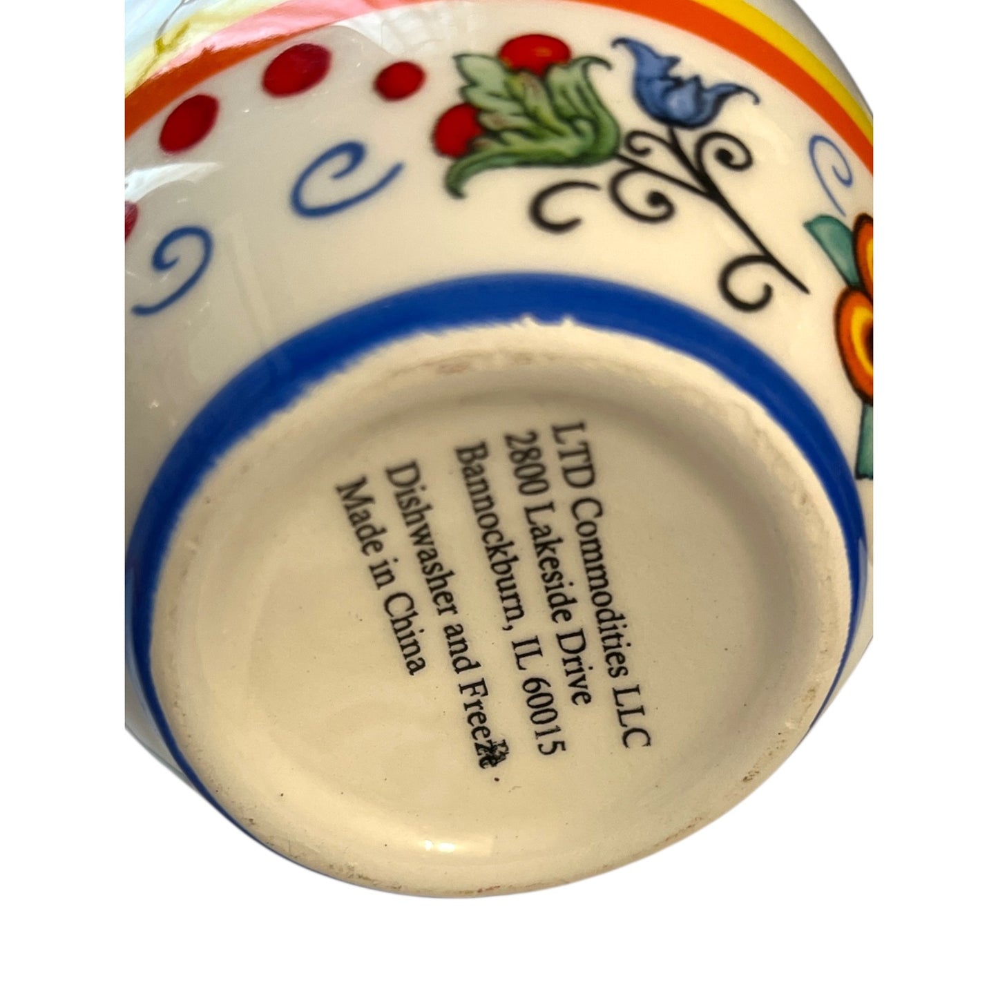 Set of 2 Ceramic Cruets – LTD Commodities – Italian-Style Floral Design – 4.5" Tall – Blue Handles