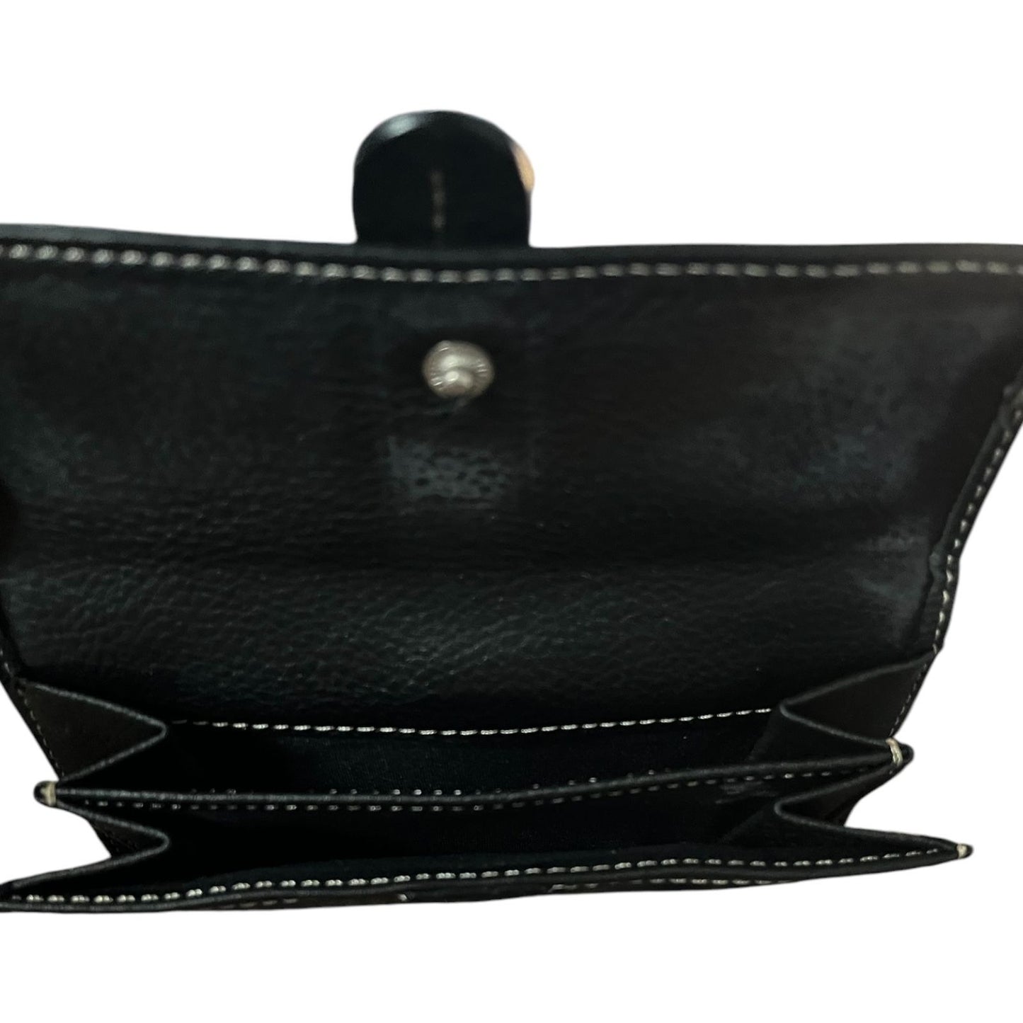 Vintage Reaction Kenneth Cole Women's Black Leather Bifold Wallet Snap Closure ID Window