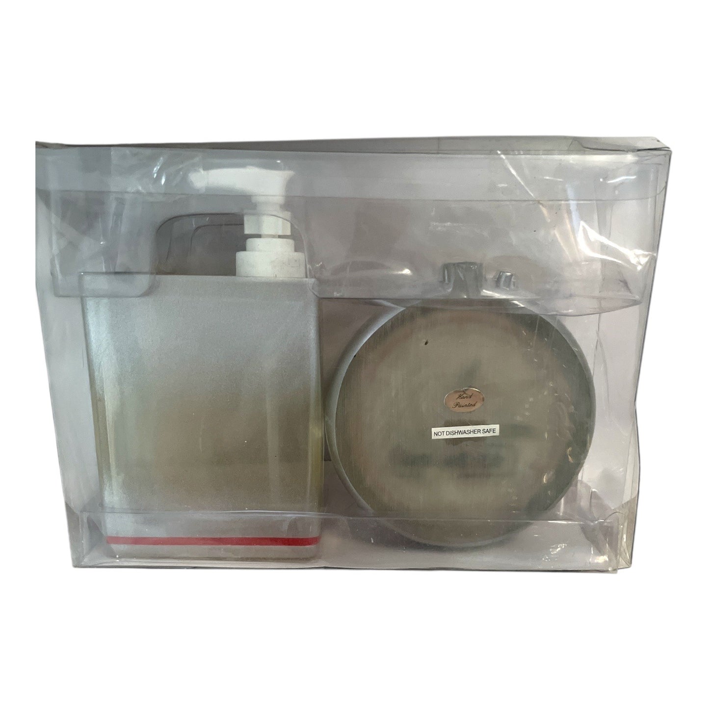 NASCAR-Themed Soap Dish & Lotion Pump Set With Race Clock Design