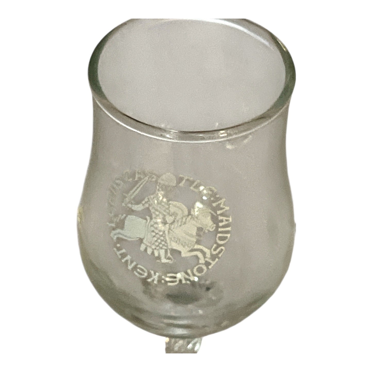 70s-80s Leeds Castle Maidstone Kent Etched Glass Goblet – Knight on Horseback
