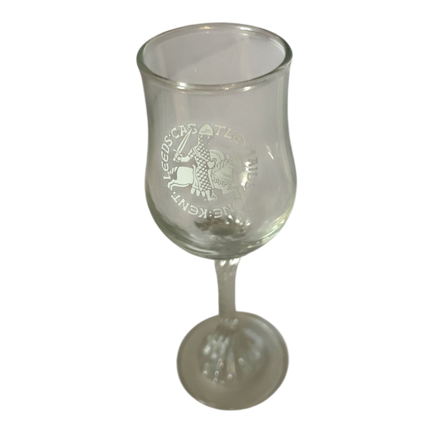 70s-80s Leeds Castle Maidstone Kent Etched Glass Goblet – Knight on Horseback