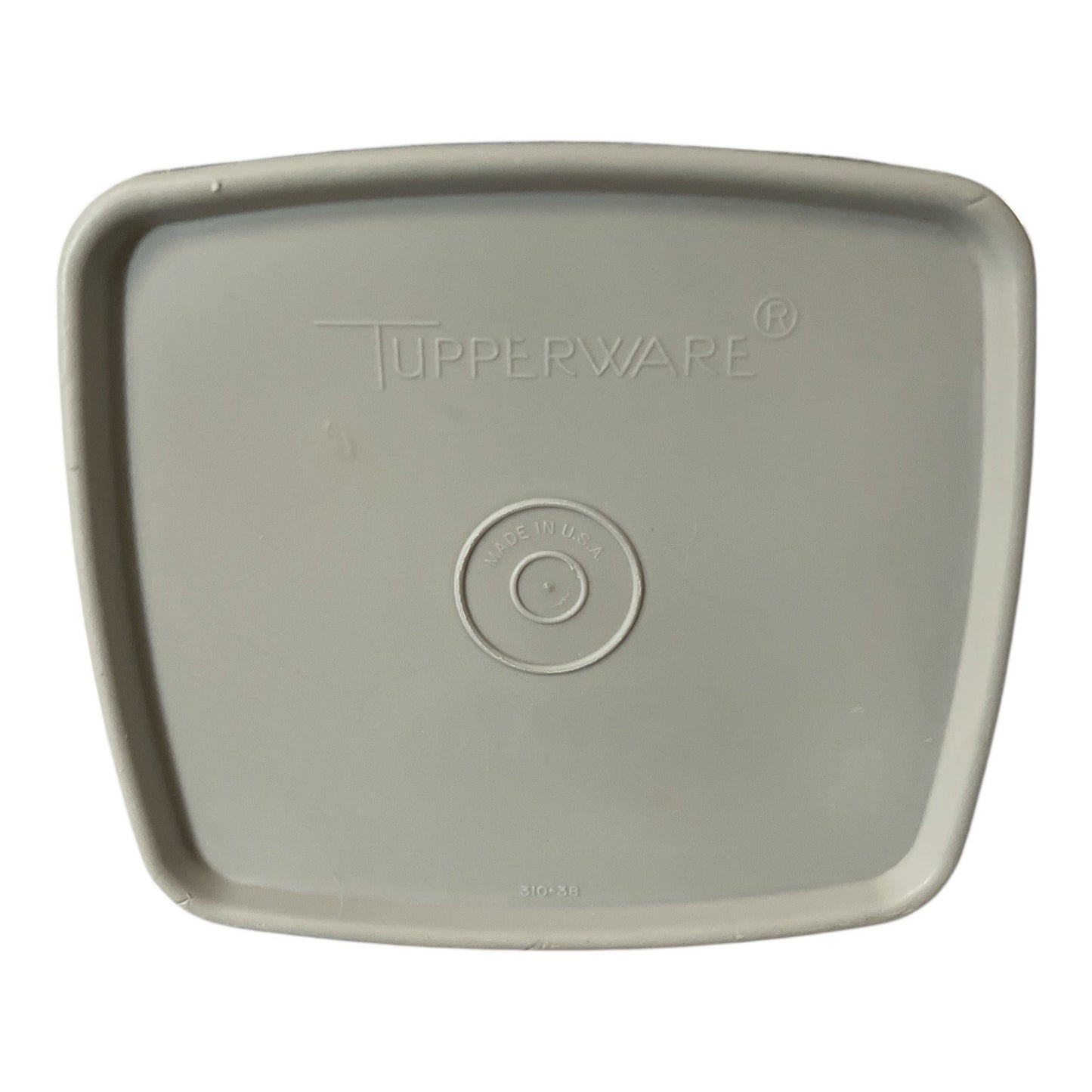 Vintage Tupperware Square Container with Light Gray Lid – Translucent White