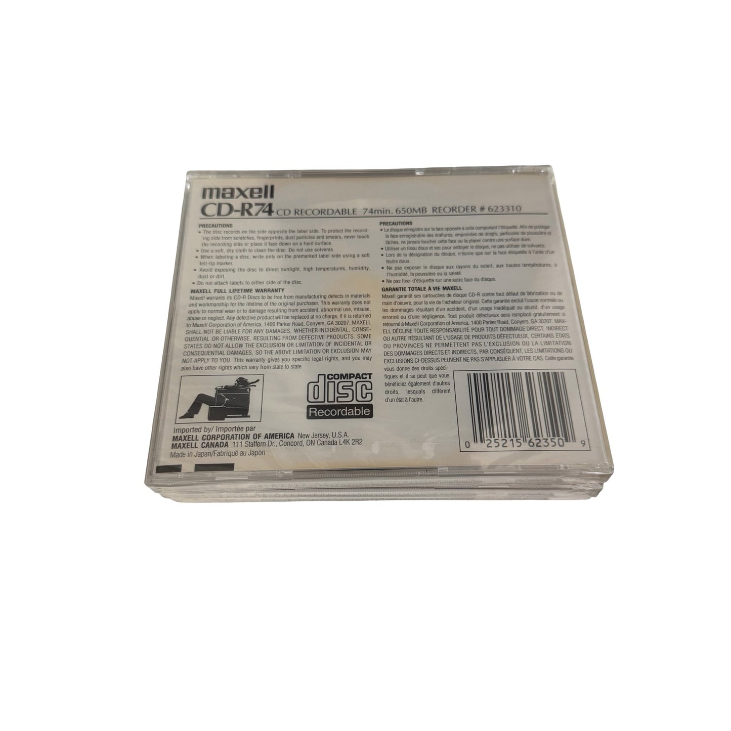 Maxell CD-R74 Recordable Compact Discs 3 Pack 650MB 74 Minute Made in Japan