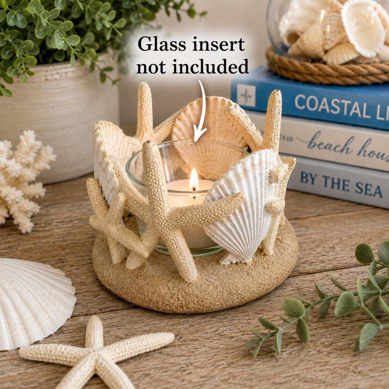Yankee Candle Coastal Starfish Seashell Tealight Holder Beach Nautical Decor